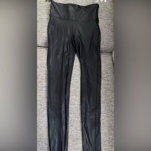 SPANX Faux Leather High Rise Power Waistband Leggings Size Med Retail $120  WOW